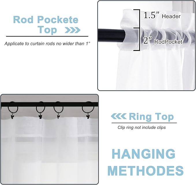 OWENIE White Sheer Curtains 84 inches Long 2 Panels Set, Sheer White Curtains for Living Room/Bedroom, Rod Pocket Voile Sheer Panel Drapes, 2pcs, Each 42" W x 84" L